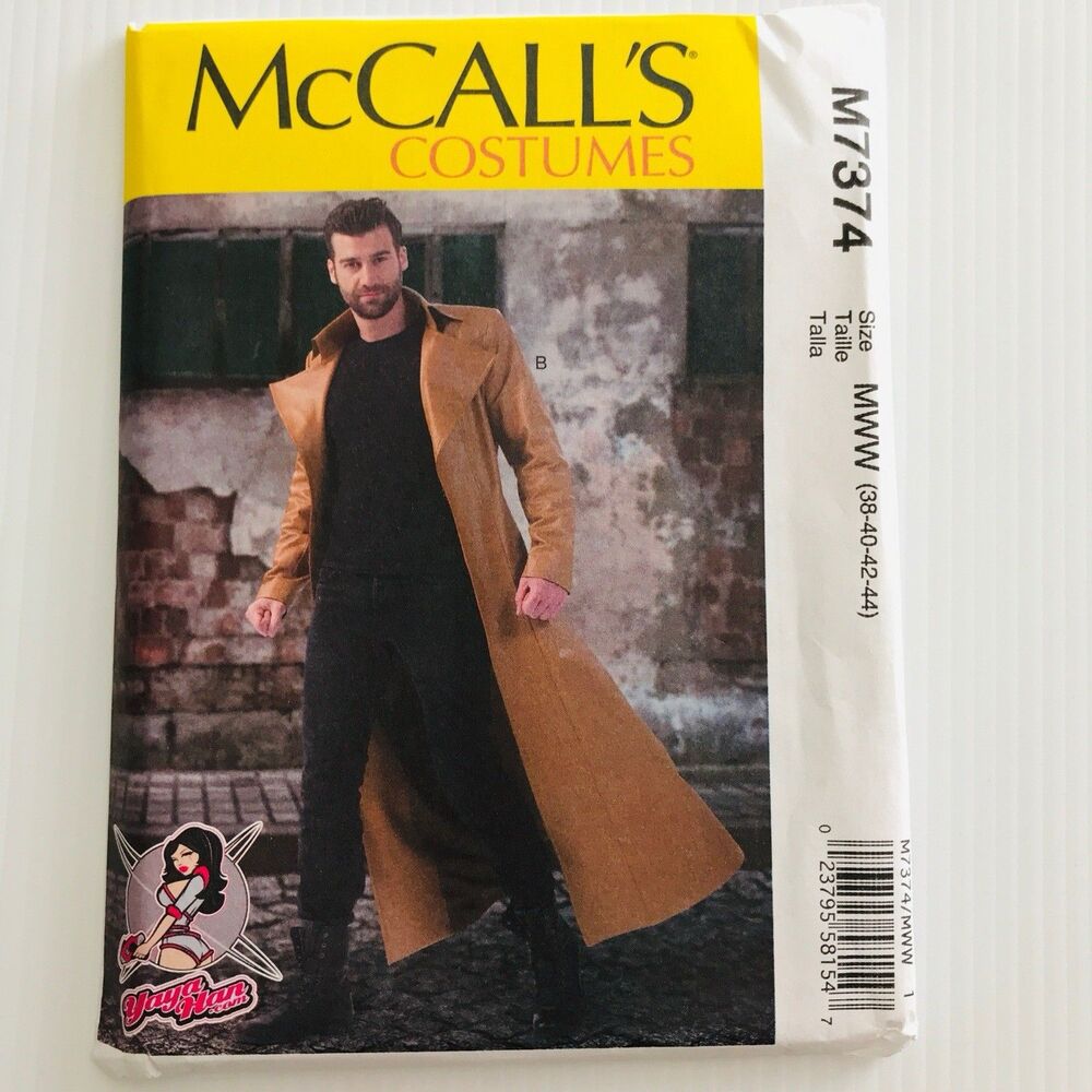 McCall's M7374 Yaya Han Men's Cosplay Long Duster Coat Costume Sew Pattern Uncut